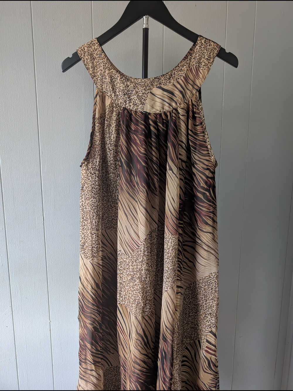 Animal Print Patchwork Maxi Skirt - Beige Multi